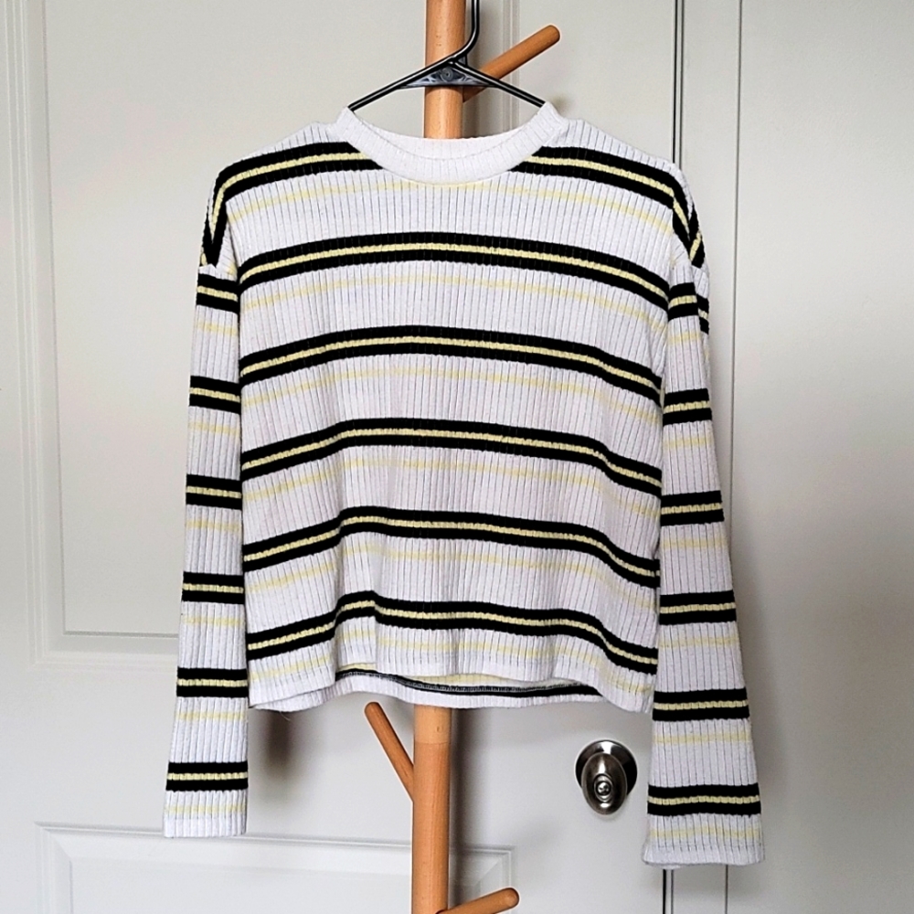 H&M Divided Striped Yellow And Black Women's Long Sleeve Shirt